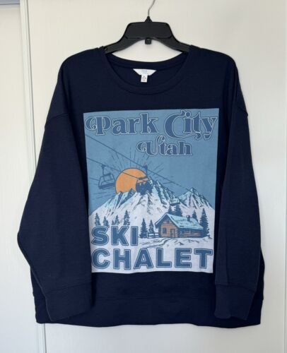 Park City Utah Sweater Womens Blue Crewneck Size … - image 1