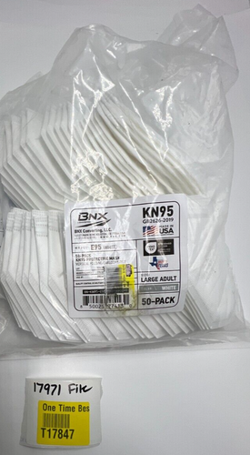 (QTY 50) BNX KN95 E95 Vertical Folding Earloop Style Protective Mask White - Bild 6 von 6