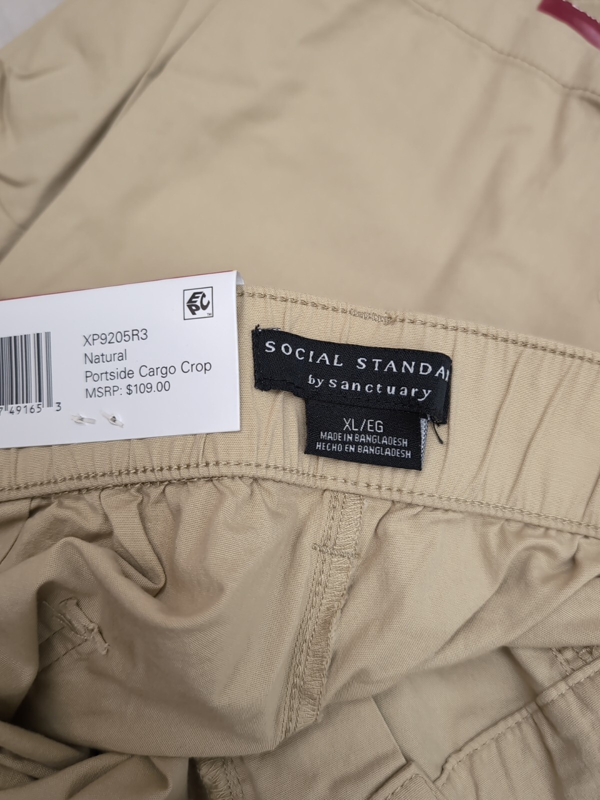 Social Standard by Sanctuary WMNS Portside Cargo Crop Pant Size XL Natural AM25