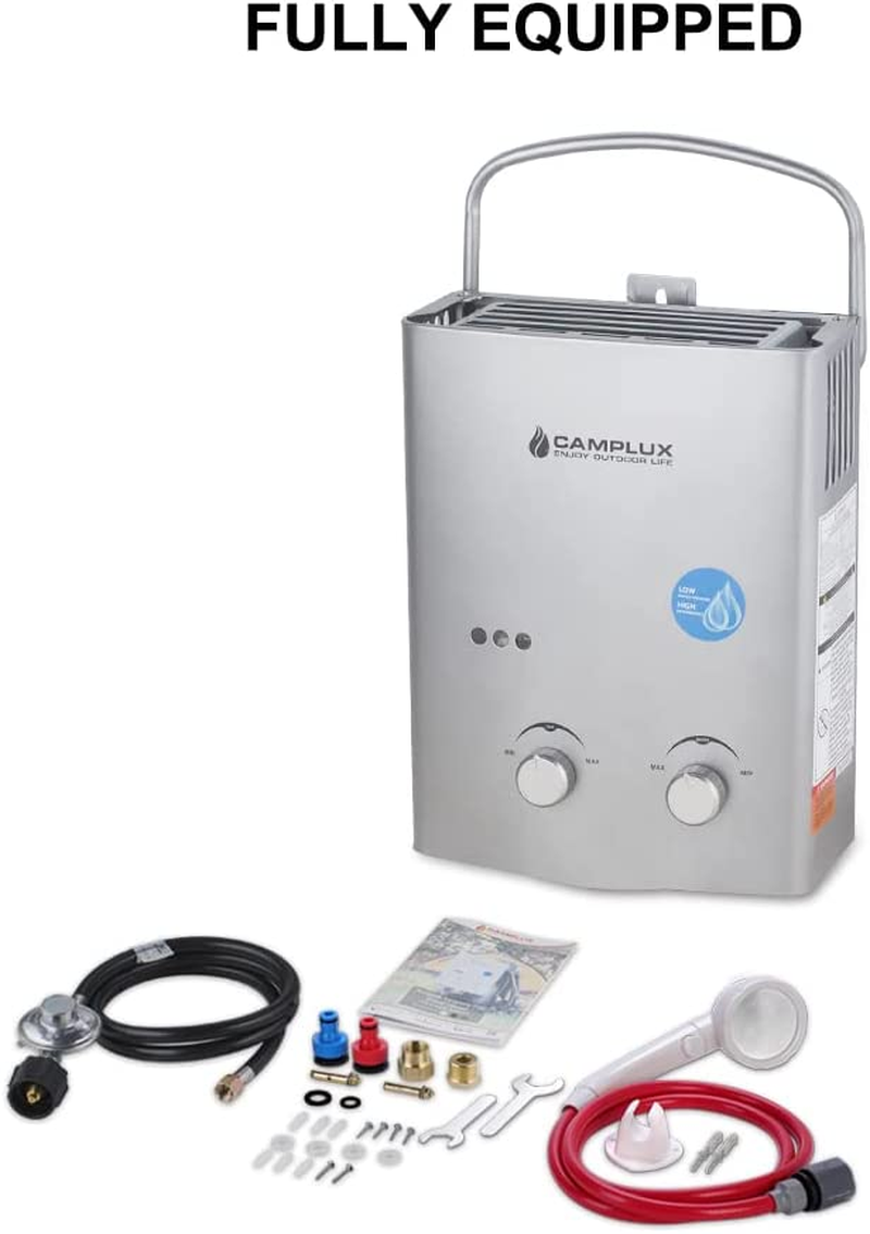 5L 1.32 GPM Portable Propane Water Heater, Outdoor Tankless Gas Water