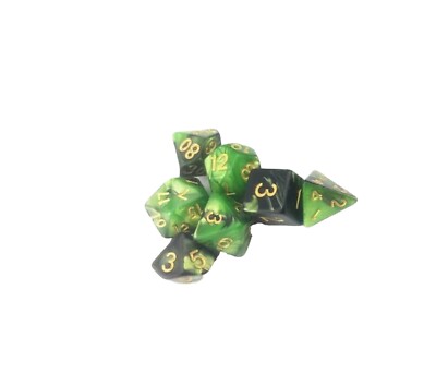 Schwarz und Grün Two Tone Würfel Set, Polyhedral 7 Würfel Set für D&D Tabletop Spiele