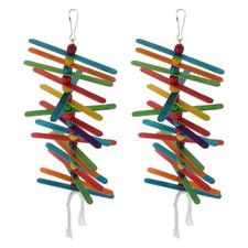 Durable Wooden Bird Ladder and Chew Toys Colorful Parrot Toy Set