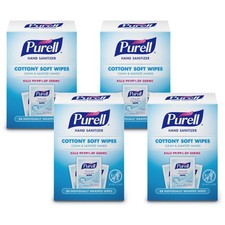PURELL Cottony Soft Hand Sanitizing Wipes Clean 24 Count Pack of 4 , Clear