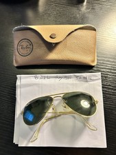 Bausch  Lomb Ray-Ban Aviator Sunglasses 58-14 Vintage Gold 80s With Case