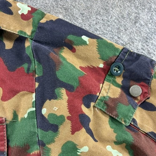 VINTAGE Swiss Alpenflage Jacket Mens Large Red Green Combat Camo M83 Cotton OPTI image 6
