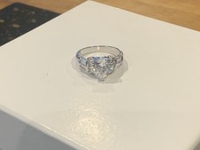 Genuine Silver Beautiful Zirconia Solitaire Heart Ring S925 ALE 52 Boxed