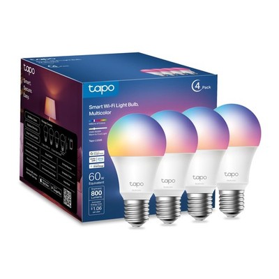 Tapo TP-Link Smart Light Bulbs, 16M Colors RGBW, Dimmable, 4 Pack, Multicolor 