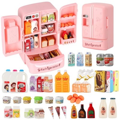 Mini Refrigerator Toy, Fill The Fridge with Ice Cream, Juice & 40+ Mini Food ...