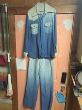 Vintage 70s Bell Bottom Denim Suit Button Shirt Bell Bottom Slacks Haggar 32x32