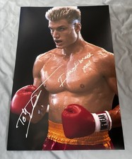 Dolph Lundgren Signed 12x18 Photo Drago Rocky Inscribed I Must Break You