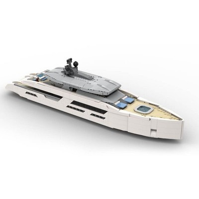 MOC Midi-Scale Luxury Yacht Model with Detailed Exterior and Interior 2977 Pcs