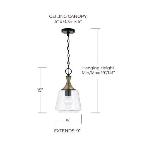 Capital Lighting Amara 9" Wide Mini Pendant 100-Watt 1-Light Matte Black 345611K - Picture 6 of 6