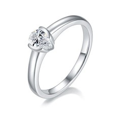 0.5Ct Pear Cut D VVS1 Moissanite Band Engagement Ring 925 Sterling Silver