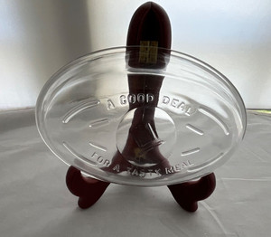 Lot of 6 1950s McKee Brothers Glass Top Hat Dish "A Good Deal For A Tasty Meal"