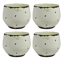 Happy Nature 4Er-Set Keramik Blumentopf Kos Altweiß Ø 17 Cm H 16 Cm