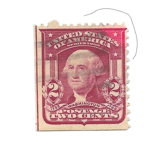 Scott 319, 2c Wash.,TYPE I, VF, Center line, COLOR DISCREPANCY & perf ...