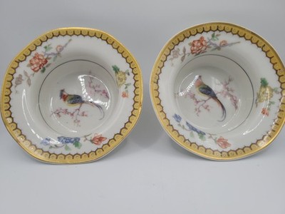 Haviland Limoges EDEN Bird of Paradise RAMEKIN  Set of 2  France  Excellent