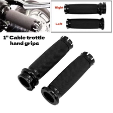 Black 1" Motorcycle Hand Grips Handlebar Grips For Harley Touring Sportster Dyna