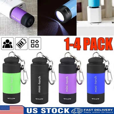 1/4x Keychain Light,USB Rechargeable Keychain Flashlights Pocket Keychain Gifts