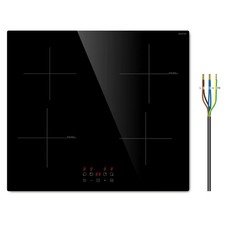 4 zone induction hob 60cm, 2 boost, fast heat up hob with hard wiringblack color