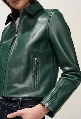 Women Claudie Pierlot Jacket Green Leather S - Bild 1 von 4