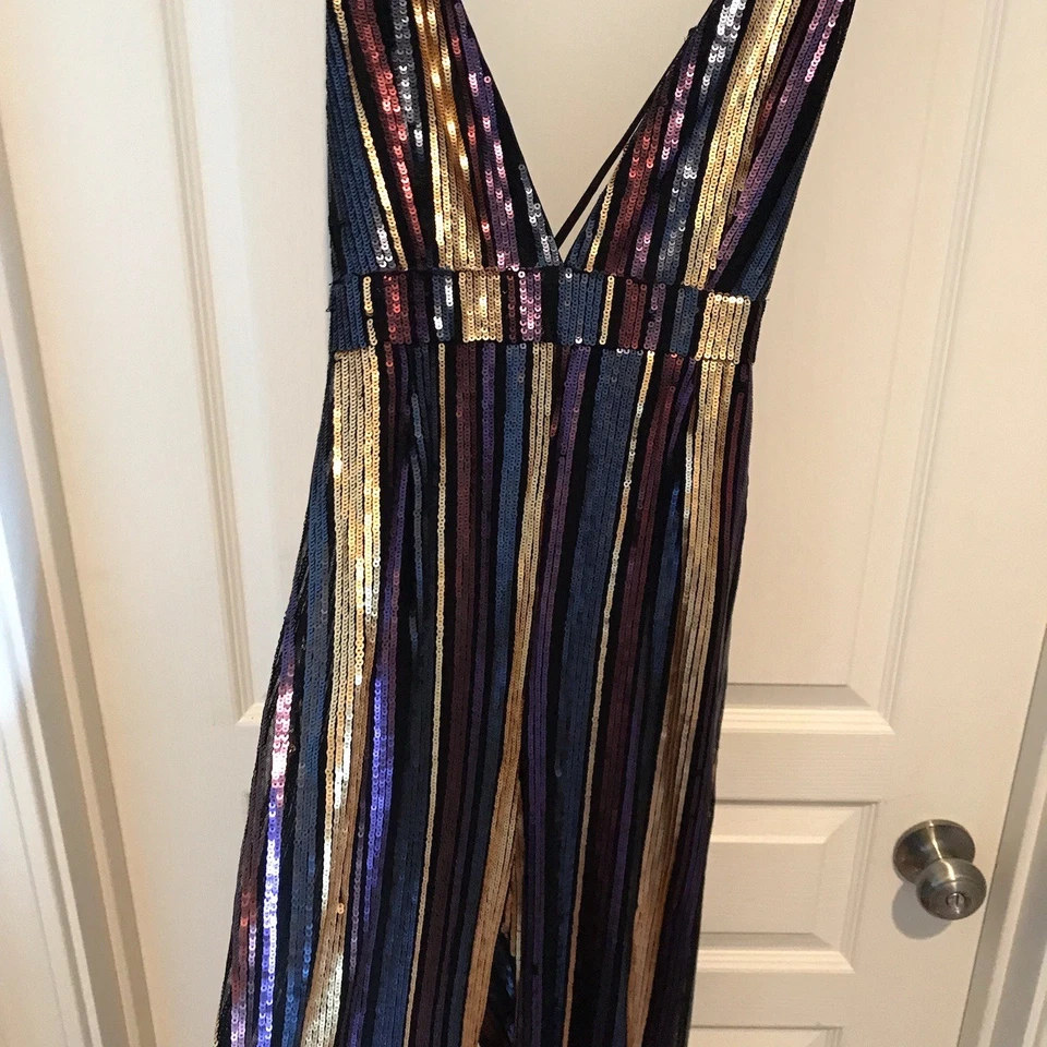 Mono Forever 21 Lentejuelas Mujer Multicolor Rayas Y2K Disco Festivo Talla M Foto 4 de 4