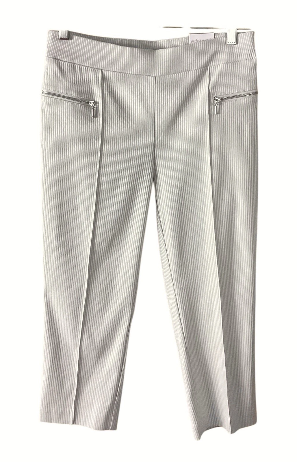 Chico’s 0 Capri Pants Size Small Slim Leg Perfect Stretch Beige Stripe New