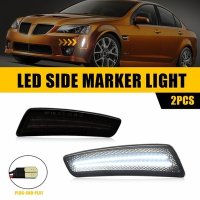 2X Smoked White LED Side Marker Lights 12V For 2008-2009 Pontiac G8 GT GXP EXV
