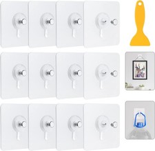 Adhesive Picture Hooks 12pcs, Transparent Waterproof Picture Hanging No Nail, H