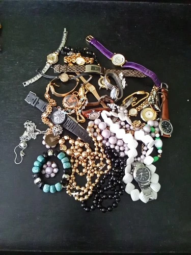 Vintage Junk Drawer Lot Costume Jewelry And Watches