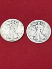 LOT of 2 - 1920 P  +  1927 S  LIBERTY WALKING Half Dollars - 90% Silver