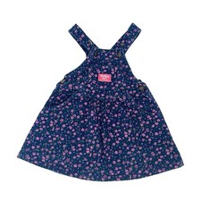 Vintage OshKosh B'gosh Blue Floral Denim Girls Overall Dress SZ 3T Made In USA