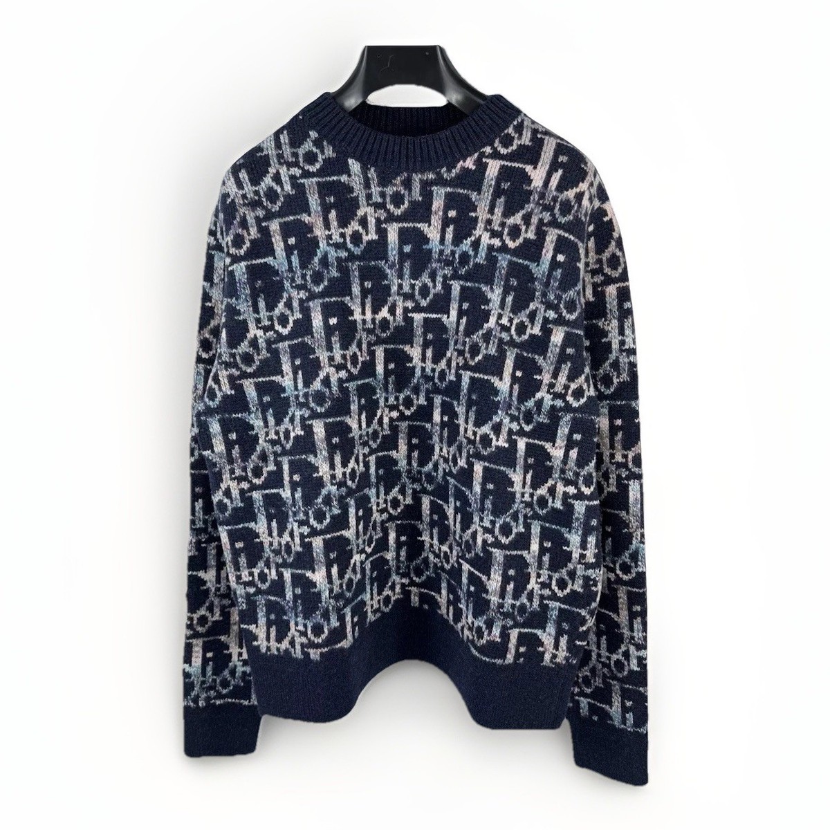 Dior Oblique Navy Blue Wool Jacquard Sweater Size: L | eBay