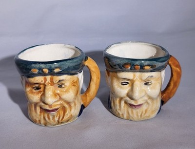 VTG Set of 2 Toby Face Mugs ''Bluff Kinsiha'' Ceramic ''Made in Occupied Japan''