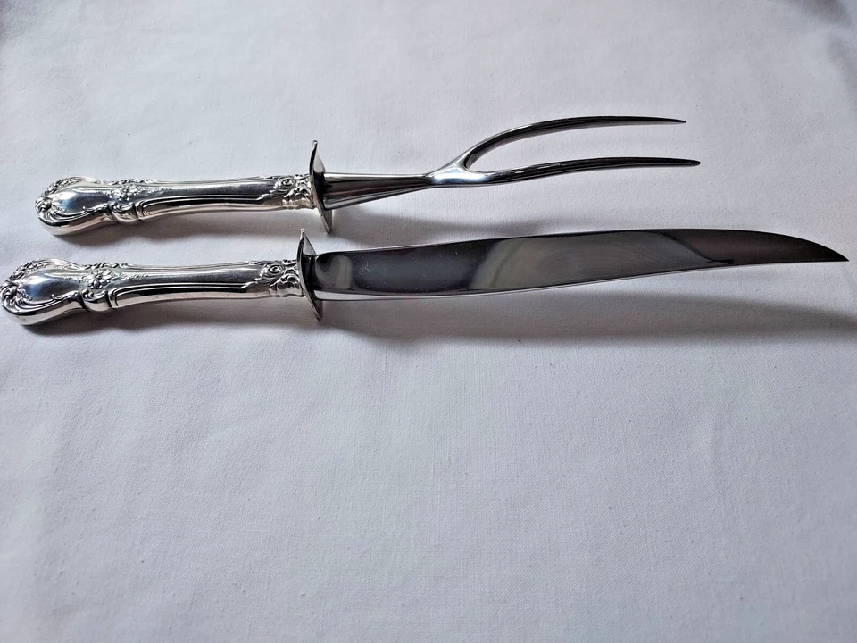 Juego de talla de plata esterlina Old Master by Towle 2 piezas ~ cuchillo 10" tenedor 9" Foto 3 de 4