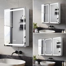 White LED Bathroom Mirror Cabinet Storage Shaver Socket Demister 3-Colour Lights