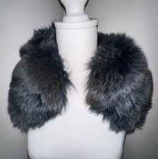 Real Navy / Grey Fox Fur Collar DIY Fur Piece for Sleeves