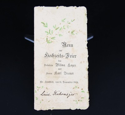 Alte Speisekarte 1904- anlässlich der Hochzeitsfeier in Groß Himstedt #H2
