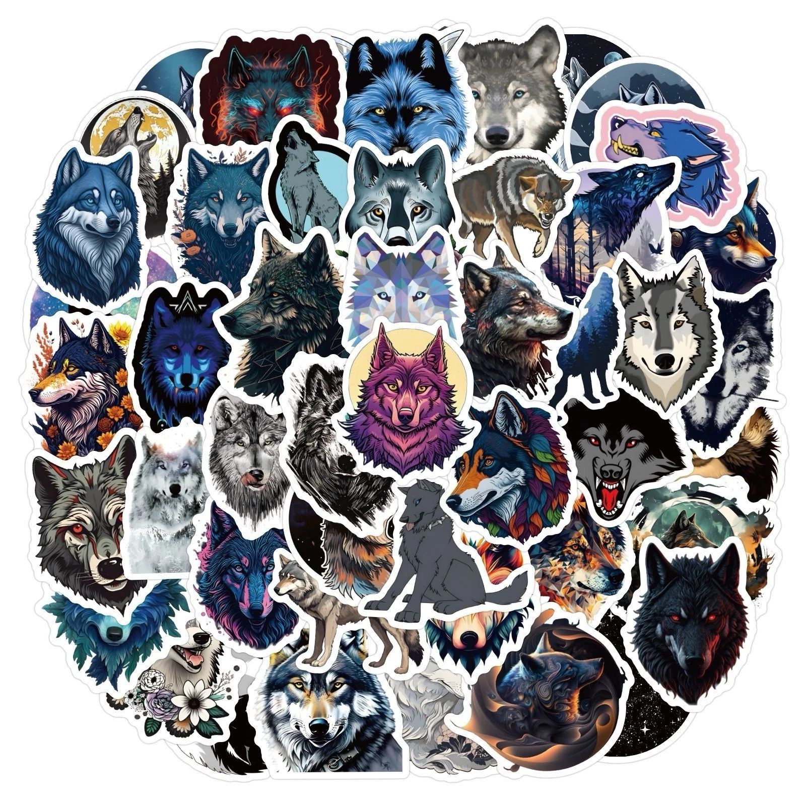 20Pcs Random Cool Nature Wolf Magic Animal Waterproof DIY Crafts Stickers