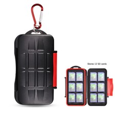 Water-Resistant 12 SD SDXC SDHC Memory Card Case Protector Holder with Carabiner