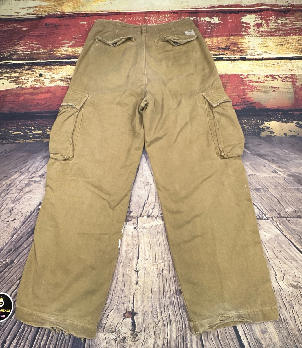 American Eagle Mens Paratrooper Cargo Pants 28x29 Beige Paint Splatter skate