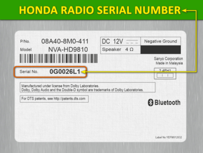 Honda Gathers radio unlock code CD key VXM-215Ci VXM-225CI VXM
