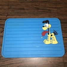 Garfield Odie Blue Rubber Car Mat 1978 Pet Utility Dish Sink Mat Vintage 70’s