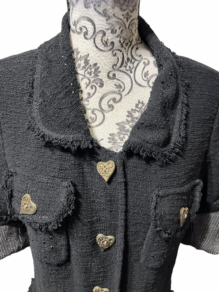 STIZZOLI Talla IT 44/ EE. UU. Cárdigan manga 3/4 textura mediana hecho en Italia Foto 2 de 4