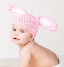 CROCHET BUNNY BABY HAT infant toddler child adult PINK beanie photo prop USA
