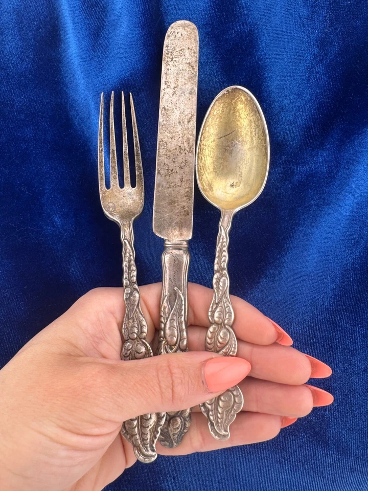 Rare Antique Tiffany & Co. Atlantis-Ailanthus Sterling Silver Flatware Trio 1899 - Image 2 of 4