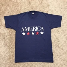 Vintage Screen Stars Shirt Mens XL Blue USA Single Stitch Short Sleeve 