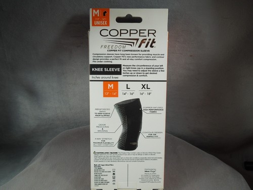 NIP Copper Fit Freedom Sport Compression Copper Infused Knee Sleeve Med - Black - Picture 2 of 2