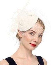 Fascinators Hats 20s 50s Hat Pillbox Hat Cocktail Tea Party One Size B-beige