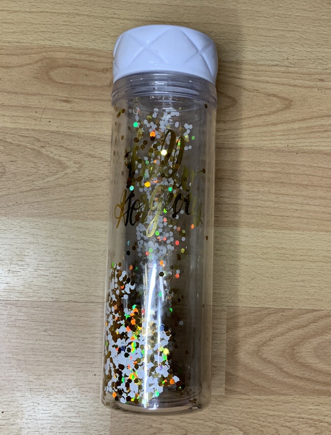 White and Gold Glitter &ldquo;Hello Gorgeous&rdquo; Acrylic Water Bo